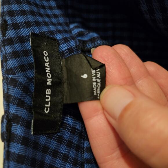 Woman's cropped mid-rise pants Blue and Black checks size 6 - Picture 5 of 5